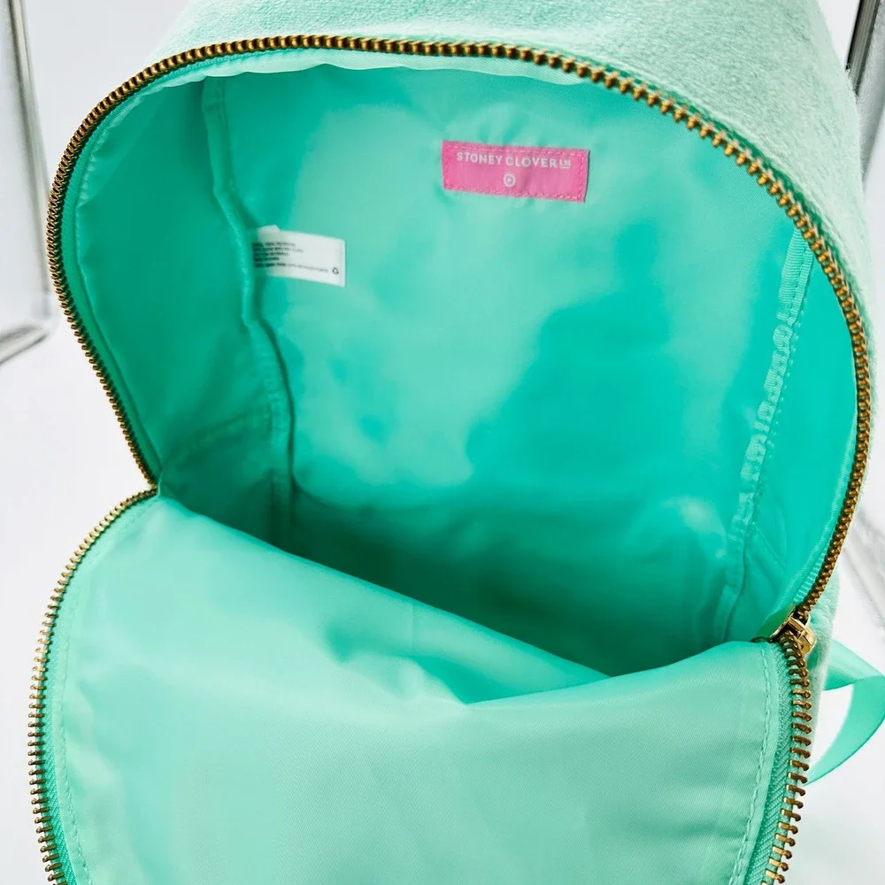 Stoney Clover Lane x Target Mint Green Terry Embossed Backpack Gold Hardware NWT